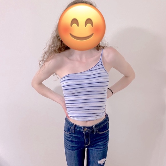 Hollister One Shoulder Blue Striped tank top - XS - Picture 6 of 7
